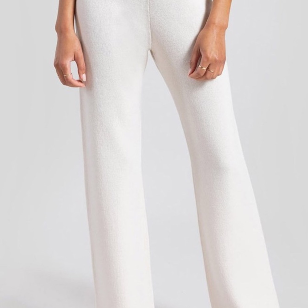 Zoe Wide Leg Pant - White Melange
